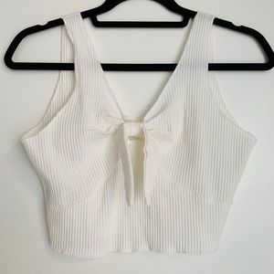 Brand new white front tie crop top